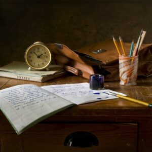 brown wooden desk