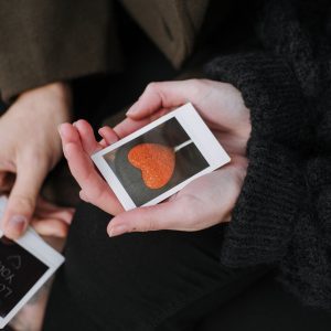 crop couple with instant photos