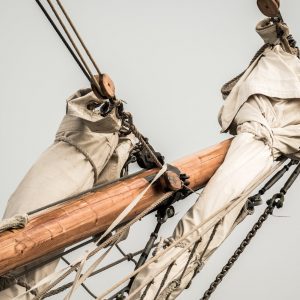close up of sails on sailboat