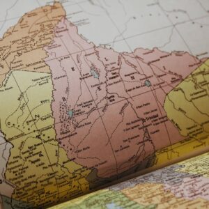 map printed in atlas book