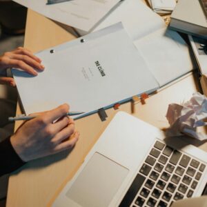 person reading document