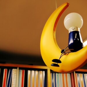 photo of yellow moon hanging lamp