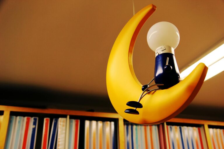 photo of yellow moon hanging lamp